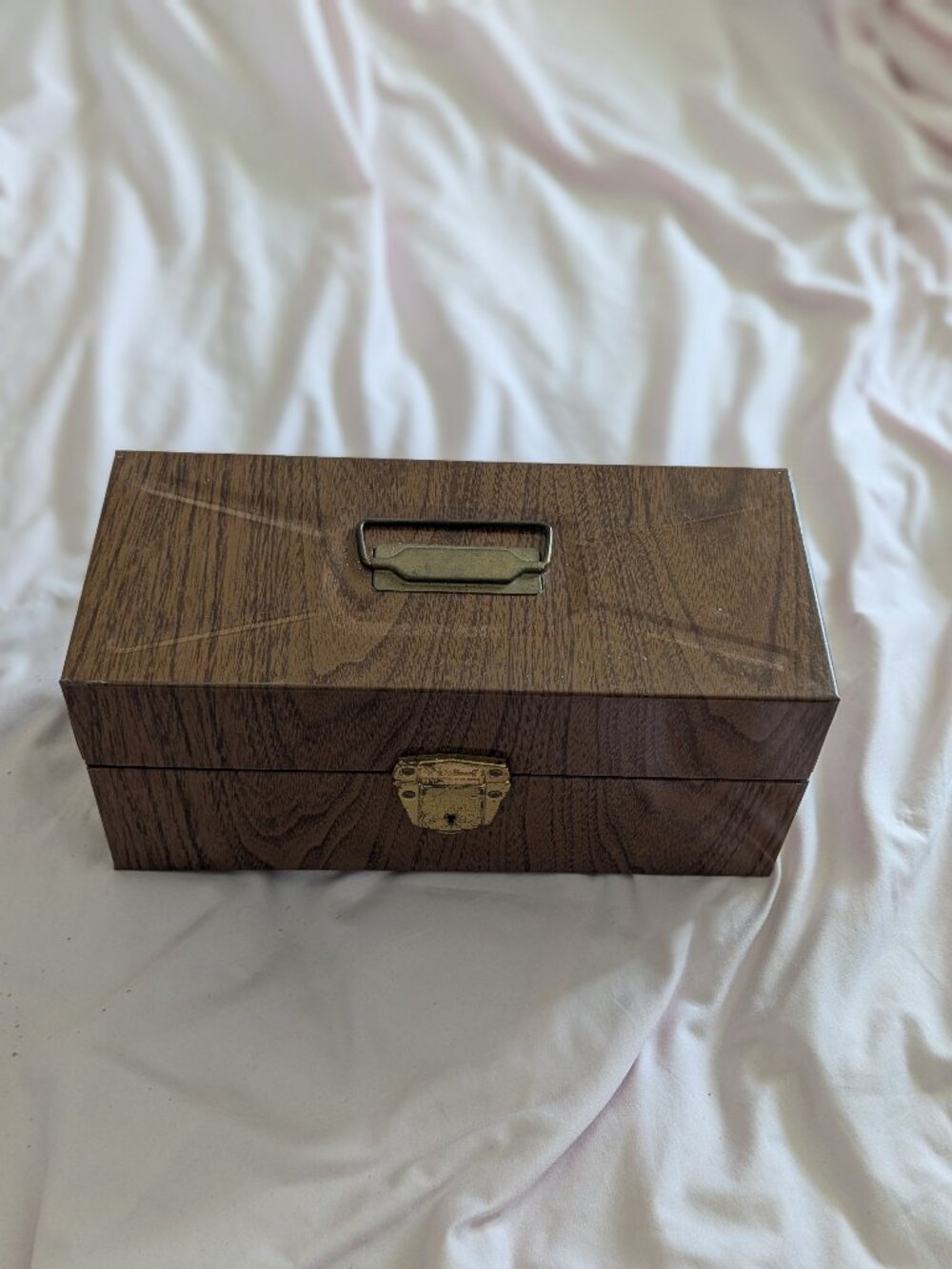 Vintage Ballonoff Faux Wood Grain Metal File Box 1970s